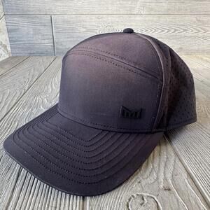 Melin Trenches Icon Hydro Performance SnapBack Hat Black Grey Flat Front